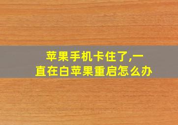 苹果手机卡住了,一直在白苹果重启怎么办