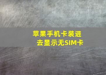 苹果手机卡装进去显示无SIM卡