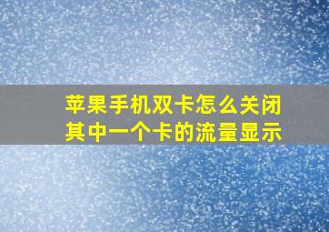 苹果手机双卡怎么关闭其中一个卡的流量显示