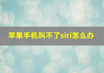 苹果手机叫不了siri怎么办