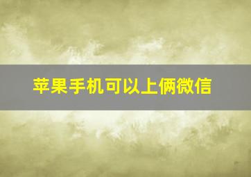 苹果手机可以上俩微信