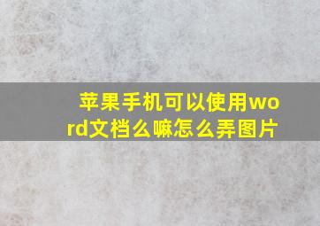 苹果手机可以使用word文档么嘛怎么弄图片