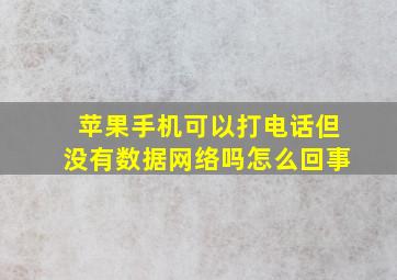 苹果手机可以打电话但没有数据网络吗怎么回事