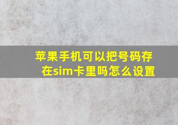 苹果手机可以把号码存在sim卡里吗怎么设置