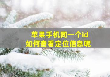 苹果手机同一个id如何查看定位信息呢