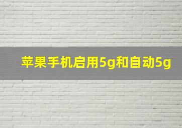 苹果手机启用5g和自动5g