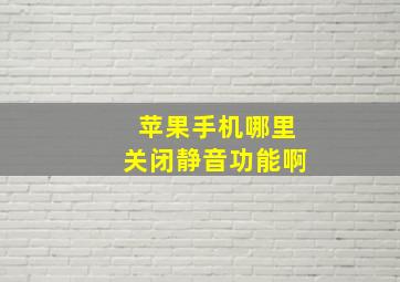 苹果手机哪里关闭静音功能啊