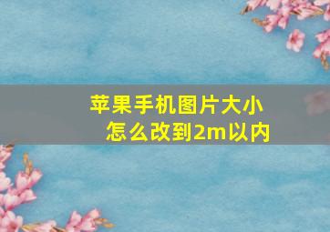 苹果手机图片大小怎么改到2m以内