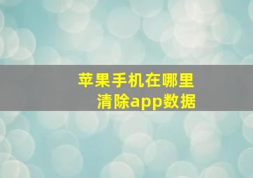 苹果手机在哪里清除app数据