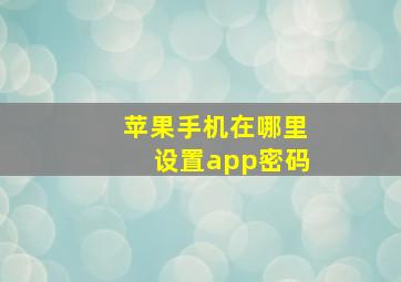 苹果手机在哪里设置app密码