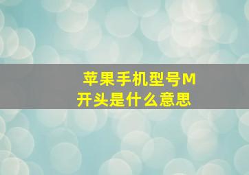 苹果手机型号M开头是什么意思