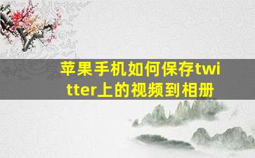 苹果手机如何保存twitter上的视频到相册