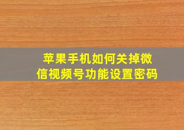 苹果手机如何关掉微信视频号功能设置密码