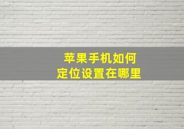 苹果手机如何定位设置在哪里