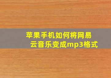 苹果手机如何将网易云音乐变成mp3格式