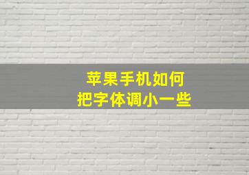 苹果手机如何把字体调小一些