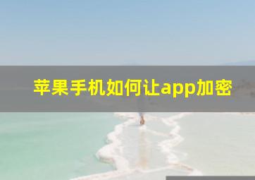 苹果手机如何让app加密