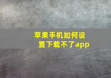 苹果手机如何设置下载不了app