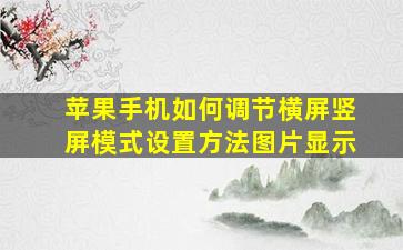 苹果手机如何调节横屏竖屏模式设置方法图片显示