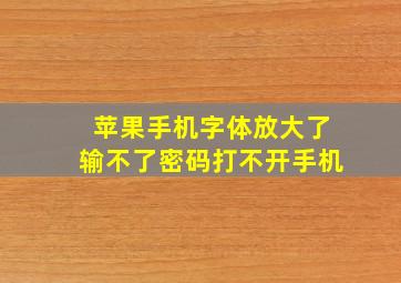 苹果手机字体放大了输不了密码打不开手机