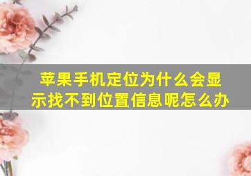 苹果手机定位为什么会显示找不到位置信息呢怎么办