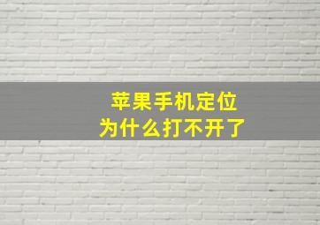 苹果手机定位为什么打不开了