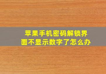 苹果手机密码解锁界面不显示数字了怎么办