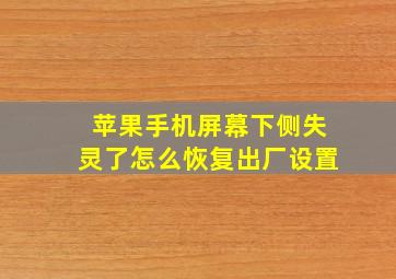 苹果手机屏幕下侧失灵了怎么恢复出厂设置