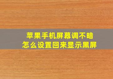 苹果手机屏幕调不暗怎么设置回来显示黑屏