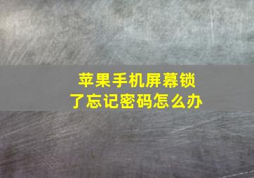 苹果手机屏幕锁了忘记密码怎么办