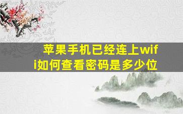 苹果手机已经连上wifi如何查看密码是多少位