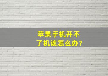 苹果手机开不了机该怎么办?