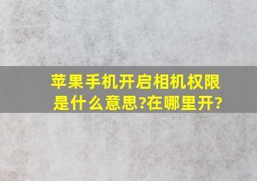 苹果手机开启相机权限是什么意思?在哪里开?