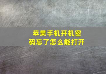 苹果手机开机密码忘了怎么能打开