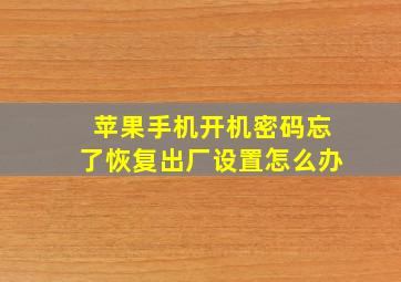 苹果手机开机密码忘了恢复出厂设置怎么办