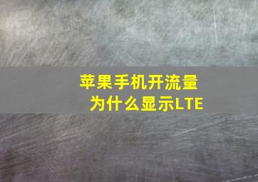 苹果手机开流量为什么显示LTE