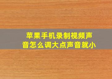 苹果手机录制视频声音怎么调大点声音就小