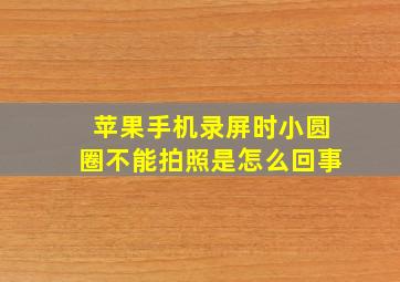 苹果手机录屏时小圆圈不能拍照是怎么回事