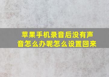 苹果手机录音后没有声音怎么办呢怎么设置回来