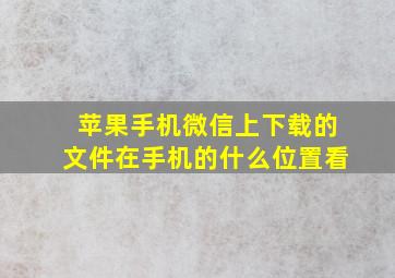 苹果手机微信上下载的文件在手机的什么位置看