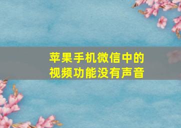 苹果手机微信中的视频功能没有声音