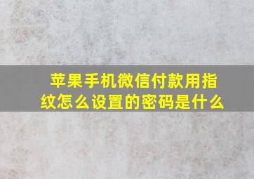 苹果手机微信付款用指纹怎么设置的密码是什么