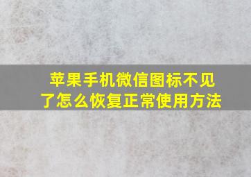 苹果手机微信图标不见了怎么恢复正常使用方法