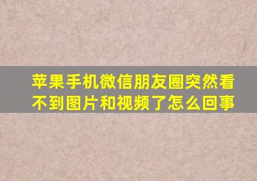 苹果手机微信朋友圈突然看不到图片和视频了怎么回事