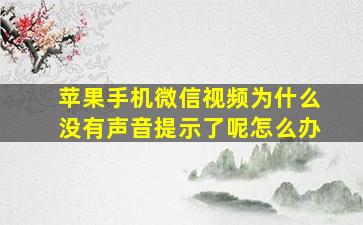 苹果手机微信视频为什么没有声音提示了呢怎么办