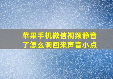 苹果手机微信视频静音了怎么调回来声音小点