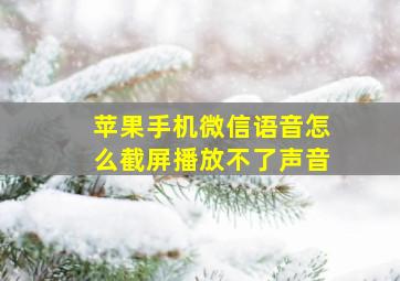 苹果手机微信语音怎么截屏播放不了声音