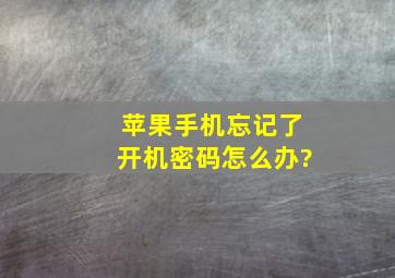 苹果手机忘记了开机密码怎么办?