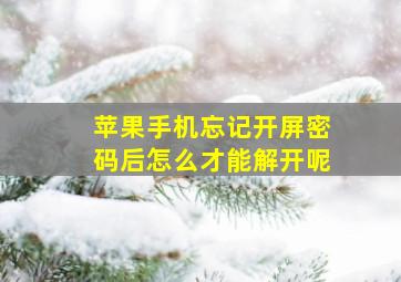 苹果手机忘记开屏密码后怎么才能解开呢