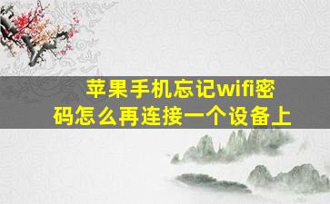 苹果手机忘记wifi密码怎么再连接一个设备上